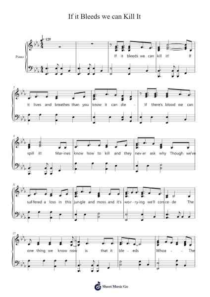 If it Bleeds we can Kill It Sheet Music by Orfunk Grocroft-Arr.Duttraine