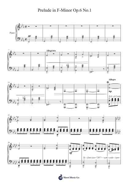 Prelude in F Minor, Op. 6 No. 1 樂譜由 Frédéric Chopin - 編曲 Hedbraith