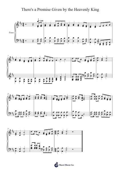 There's a Promise Given by the Heavenly King Musica per pianoforte di Isaac Watts - Arr.Brookecher Nicksie