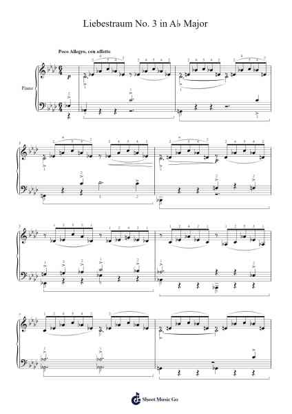 Liebestraum No. 3 in A♭ Major 악보 Franz Liszt - 편곡 Lowell