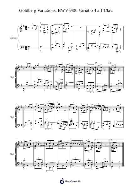 Goldberg Variations, BWV 988: Variatio 4 a 1 Clav. Sheet Music by Johann Sebastian Bach-Arr.Kyleret Earlkyle