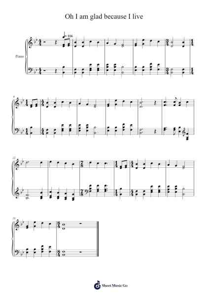 Oh, I Am Glad Because I Live Sheet Music by Isaac Watts-Arr.Georpir Manback