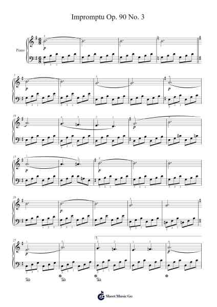Impromptu in G-flat Major, Op. 90, No. 3, D. 899 乐谱由 Franz Schubert - 编曲 Paggai Noelsay