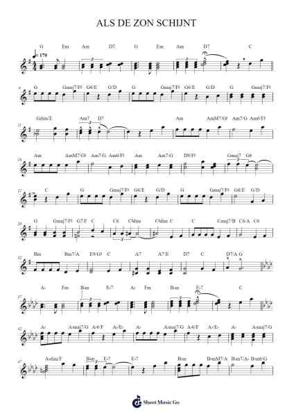ALS DE ZON SCHIJNT Musica per pianoforte di Hvbuul - Arr.Thomfrank Springper