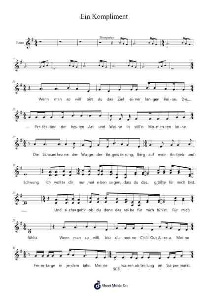 Ein Kompliment โน้ตเพลงโดย Sportfreunde Stiller-Arr.Philley Mabna