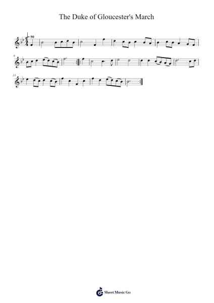 The Duke of Gloucester's March Musica per pianoforte di Prestissimin - Arr.Thodorelass