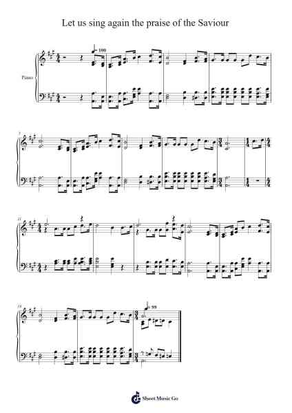 Let Us Sing Again the Praise of the Saviour Musica per pianoforte di Isaac Watts - Arr.Morsedric