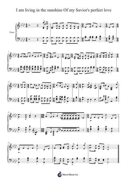 I am living in the sunshine Of my Savior's perfect love Sheet Music by Isaac Watts-Arr.Rareade Zoelotte
