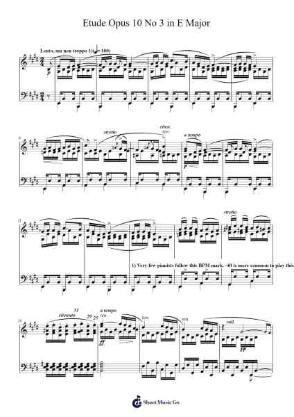 Etude Opus 10 No 3 in E Major Bladmuziek van Frédéric François Chopin-Arr.Latbel Conler