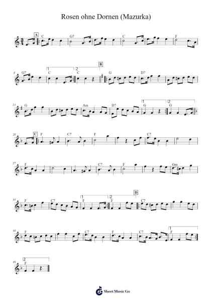 Rosen ohne Dornen (Mazurka) Sheet Music by CeticBasketball-Arr.Evejob