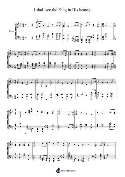 I Shall See the King Musica per pianoforte di Isaac Watts - Arr.Rooryl Petnoel