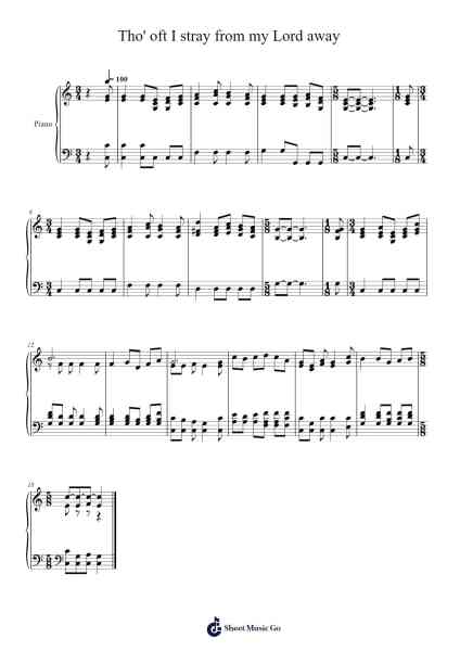 Tho' oft I stray from my Lord away Sheet Music by Isaac Watts-Arr.Zoetricia Smedsibyl