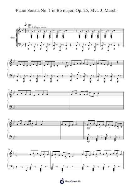 Piano Sonata No. 1 in Bb major, Op. 25, Mvt. 3: March 樂譜由 undefined - 編曲 Readenee Foxmiles