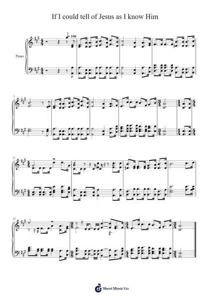 If I Could Tell of Jesus As I Know Him Sheet Music by Isaac Watts-Arr.Keliot Hicksner