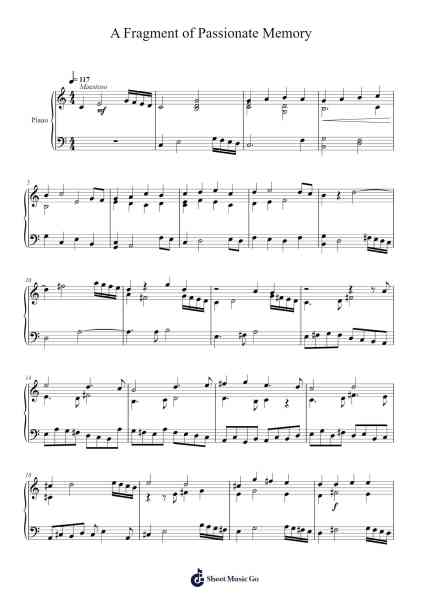 A Fragment of Passionate Memory Sheet Music by Faithelip-Arr.Kepmill Rexbloor