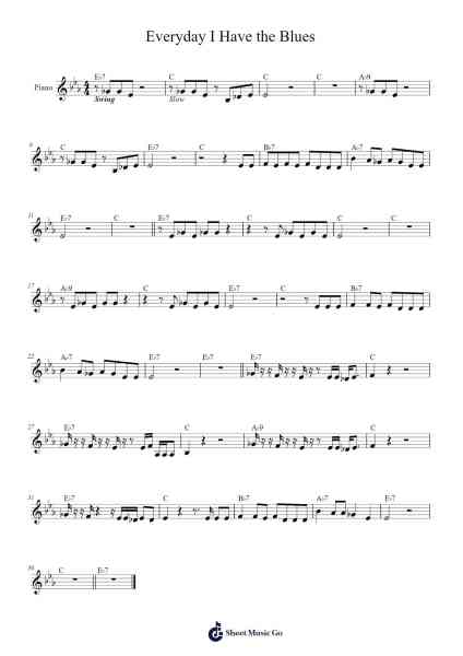 Everyday I Have the Blues Ноты для фортепиано от undefined-Arr.Mablia Finkeith