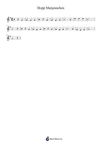 Hopp Marjennchen 악보 Rubatormer - 편곡 Prittville Millbrian