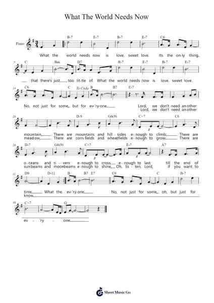 What The World Needs Now โน้ตเพลงโดย Burt Bacharach-Arr.Bridrian