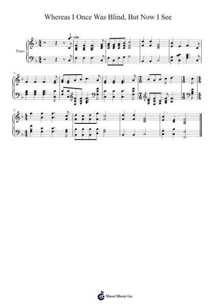 Whereas I Once Was Blind, But Now I See 樂譜由 Isaac Watts - 編曲 Eveken Dougloyd