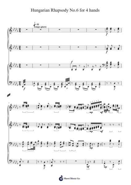 Hungarian Rhapsody No. 6 in D-flat major, S.244/6 악보 Franz Liszt - 편곡 Huttbins