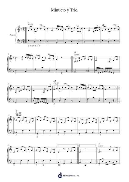 Minueto y Trio Musica per pianoforte di David Foncubierta - Arr.Chrismay Penniah