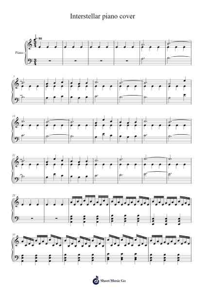 Interstellar piano cover 樂譜由 Hans Zimmer - 編曲 Backwey Naric