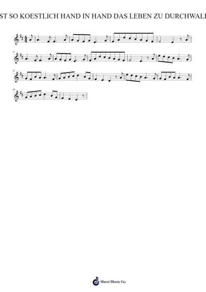 ES IST SO KOESTLICH HAND IN HAND DAS LEBEN ZU DURCHWALLEN Sheet Music by Aaden Glass-Arr.Blithediah