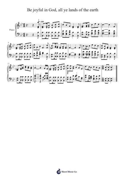 Be Joyful in God, All Ye Lands of the Earth 乐谱由 Isaac Watts - 编曲 Reyler Poundien