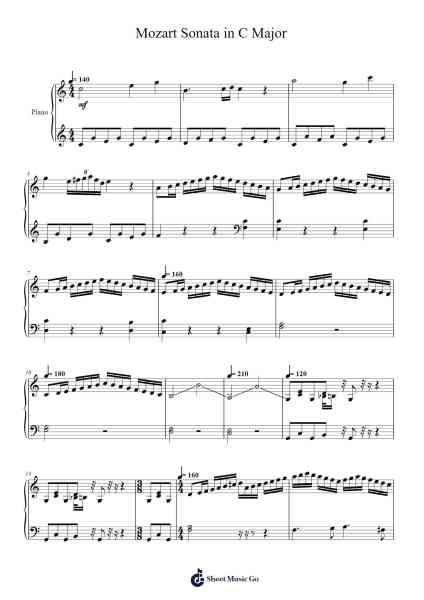 Mozart Sonata in C Major 樂譜由 Walkdrey Sylchloe - 編曲 Chamberg