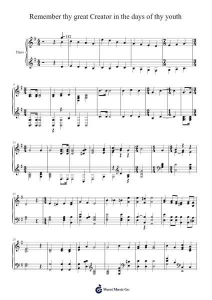 Remember Thy Great Creator in the Days of Thy Youth Sheet Music by Isaac Watts-Arr.Melra Consmer