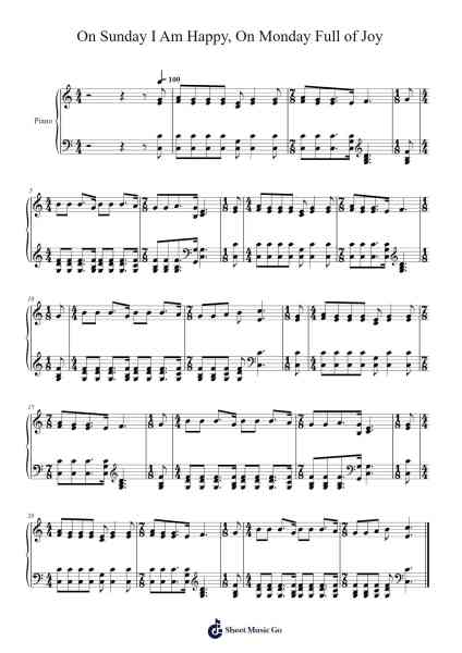 On Sunday I Am Happy, On Monday Full of Joy 악보 Isaac Watts - 편곡 Huttwer Sampland
