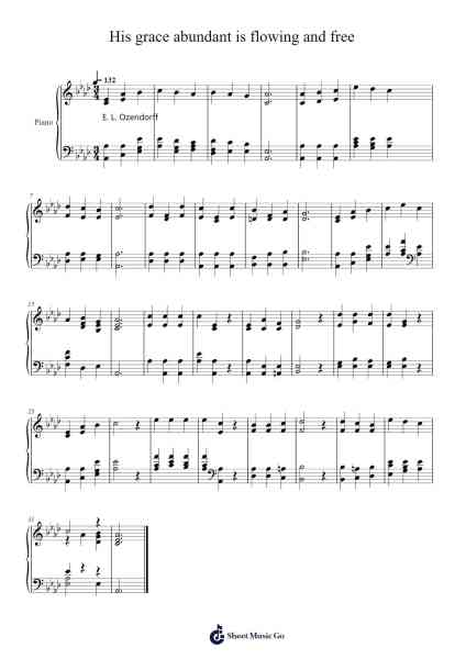 His Grace Abundant Is Flowing and Free Sheet Music by Isaac Watts-Arr.Waydutt