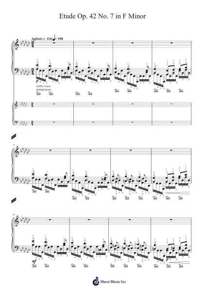 Etude Op. 42 No. 7 in F Minor "arranged for the left hand alone" Sheet Music by Alexander Scriabin-Arr.Lupeg