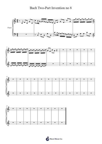 Bach Two-Part Invention no 8 악보 Johann Sebastian Bach - 편곡 Jersoon