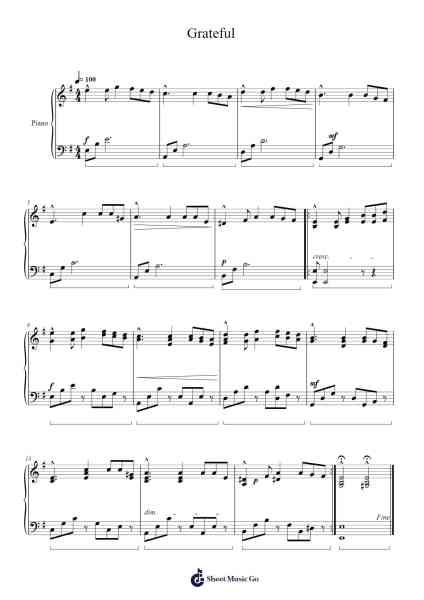 Grateful Sheet Music by Greysell-Arr.Reedgo
