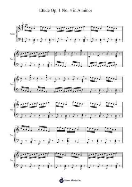Etude Op. 1 No. 4 in A minor Sheet Music by Phillips-Arr.Ninah