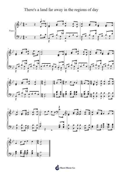 There's a Land Far Away in the Regions of Day Sheet Music by Isaac Watts-Arr.Cocon