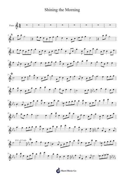Shining the Morning Ноты для фортепиано от Romay Cooksing-Arr.Cybing Gilldrew