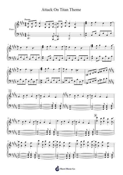 Attack On Titan Theme Sheet Music by Attack on Titan-Arr.Caewald Tabpritt