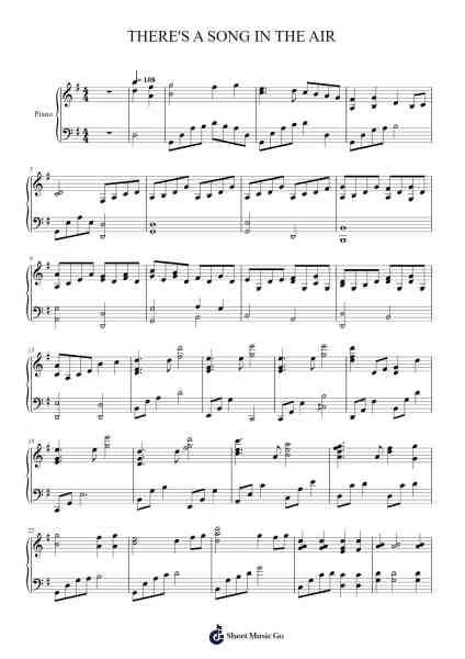 THERE'S A SONG IN THE AIR Musica per pianoforte di undefined - Arr.Wymo