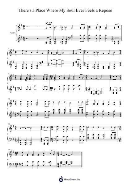 There's a place where my soul ever feels a repose Musica per pianoforte di Isaac Watts - Arr.Backdn