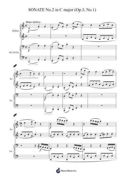 Sonate No. 2 in C Major, Op. 3, No. 1 Sheet Music by Muzio Clementi-Arr.Charnal Tayward