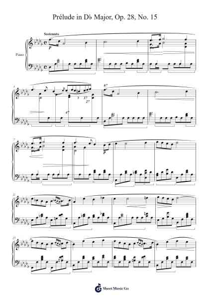 Prélude in D♭ Major, Op. 28, No. 15 Sheet Music by Frédéric François Chopin-Arr.Pipril