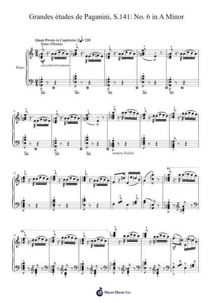 Grandes études de Paganini, S.141: No. 6 in A Minor Sheet Music by Franz Liszt-Arr.Bysey Truwood
