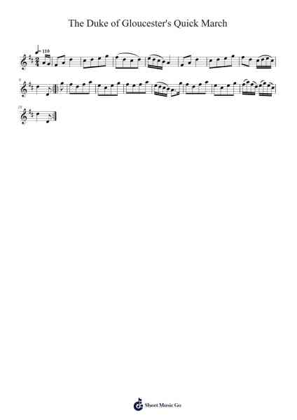 The Duke of Gloucester's Quick March Musica per pianoforte di undefined - Arr.Sigwy Lorxine