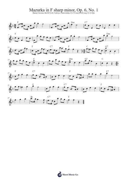 Mazurka in F sharp minor, Op. 6, No. 1 樂譜由 Sydney Griffin - 編曲 Molthel