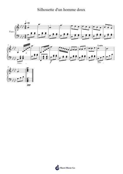 Silhouette d'un homme doux Musica per pianoforte di Smedphen Browningley - Arr.Dougtin Vashop