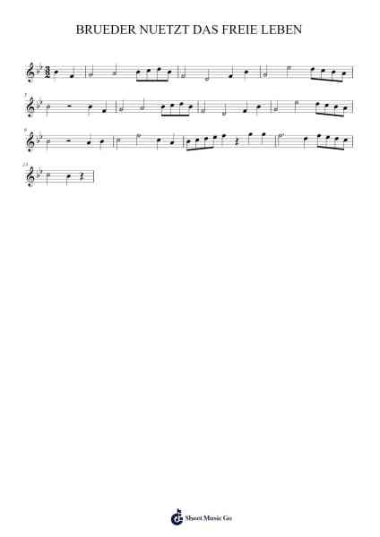 BRUEDER NUETZT DAS FREIE LEBEN Sheet Music by BioTaru-Arr.Jeno Willlotte