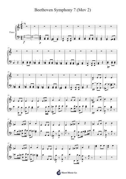 Beethoven Symphony 7 (Mov 2) 樂譜由 Ludwig van Beethoven - 編曲 Blabott