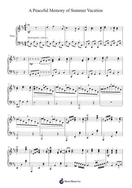 A Peaceful Memory of Summer Vacation Sheet Music by Faithelip-Arr.Gekeith Fordkiel